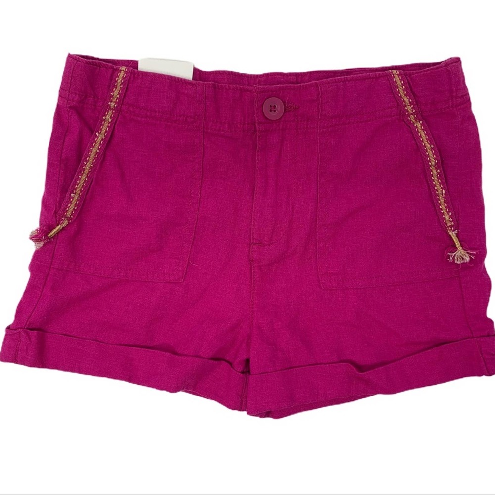 Joe Fresh pink‎ linen blend metallic trim shorts 8